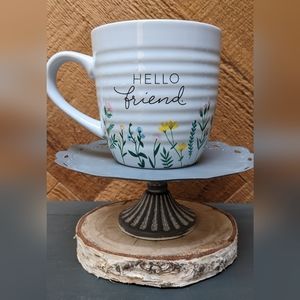 Hello Friend Wildflowers Lighthouse Christian Coffee Mug LCP Gifts Retired 15 oz